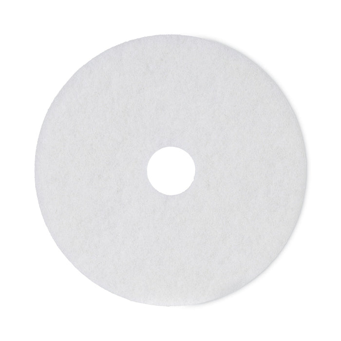 Boardwalk Polishing Floor Pads, 18" Diameter, White, 5/Carton