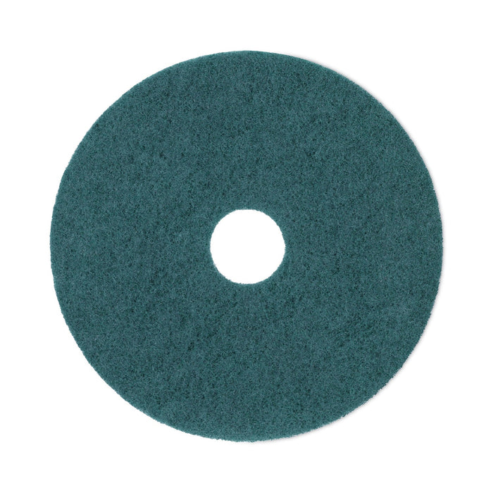 Boardwalk Heavy-Duty Scrubbing Floor Pads, 17" Diameter, Green, 5/Carton
