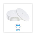 Boardwalk Polishing Floor Pads, 16" Diameter, White, 5/Carton