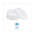 Boardwalk Polishing Floor Pads, 14" Diameter, White, 5/Carton