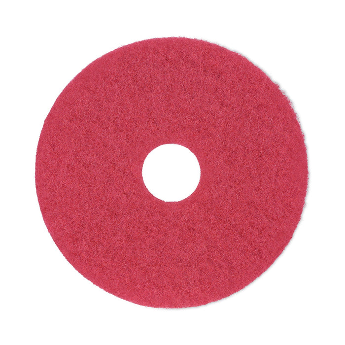 Boardwalk Buffing Floor Pads, 14" Diameter, Red, 5/Carton