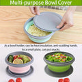 3 Foldable Silicone Camping Bowls with Lids – Blue & Pink by DailySale