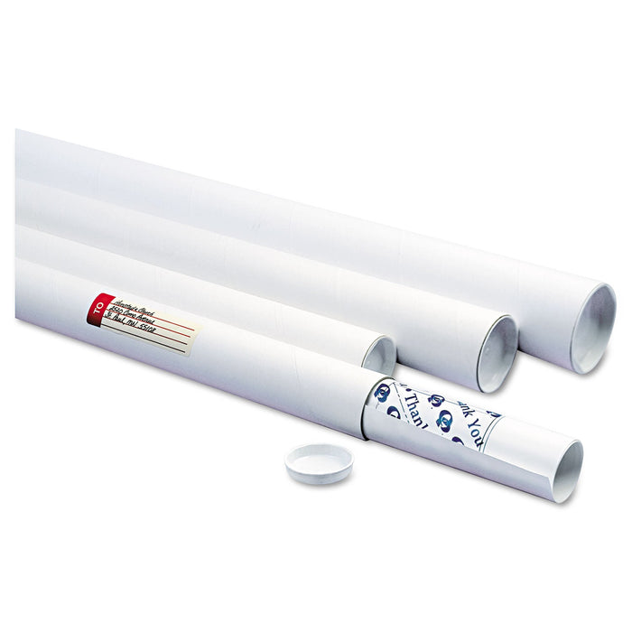 Quality Park White Mailing Tubes, 36" Long, 3" Diameter, White, 25/Carton