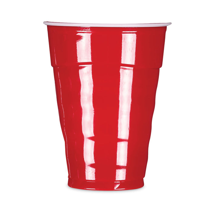 Hefty Easy Grip Disposable Plastic Party Cups, 9 oz, Red, 50/Pack, 12 Packs/Carton
