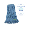Boardwalk Super Loop Wet Mop Head, Cotton/Synthetic Fiber, 1" Headband, Medium Size, Blue, 12/Carton