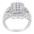 10K White Gold 1.0 Cttw Diamond Rectangular Cushion Shaped Cluster Halo Flared Band Cocktail Fashion Ring (H-I Color, SI2-I1 Clarity) - Size 7 by Bids.com
