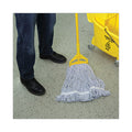 Boardwalk Mop Head, Floor Finish, Narrow, Rayon/Polyester, Medium, White/Blue, 12/Carton