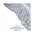 Boardwalk Mop Head, Floor Finish, Narrow, Rayon/Polyester, Large, White/Blue, 12/Carton