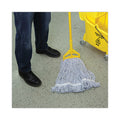 Boardwalk Mop Head, Floor Finish, Narrow, Rayon/Polyester, Large, White/Blue, 12/Carton