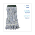 Boardwalk Mop Head, Floor Finish, Wide, Rayon/Polyester, Medium, White/Blue, 12/Carton