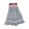 Boardwalk Mop Head, Floor Finish, Wide, Rayon/Polyester, Large, White/Blue, 12/Carton