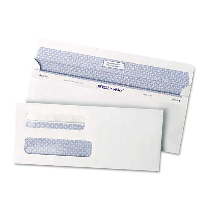 Quality Park Reveal-N-Seal Envelope, #8 5/8, Commercial Flap, Self-Adhesive Closure, 3.63 x 8.63, White, 500/Box