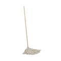 Boardwalk Cotton Deck Mop, 24 oz White Cotton Head, 50" Wood Handle, 6/Carton