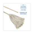 Boardwalk Cotton Deck Mop, 24 oz White Cotton Head, 50" Wood Handle, 6/Carton