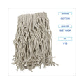 Boardwalk Mop Head, Cotton, Cut-End, White, 4-Ply, #16 Band, 12/Carton