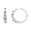 .925 Sterling Silver 1/2 Cttw Lab Grown Round Diamond Floral Cluster Hoop Earrings (F-G Color, SI1-SI2 Clarity) by Bids.com