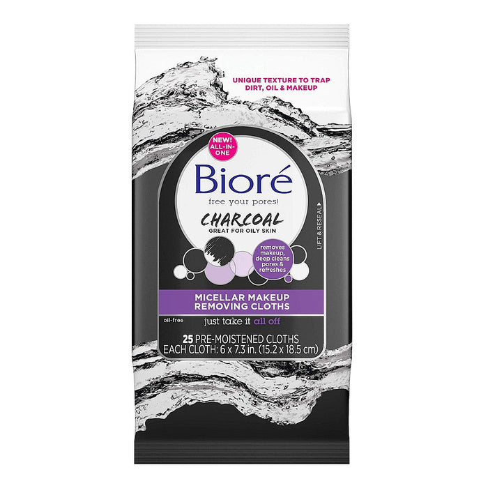 Biore Charcoal Micellar Makeup Removing Cloths 25ct by Pasteur Pharmacy