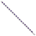Natural Amethyst Silver Link Bracelet by Fine Color Jewels