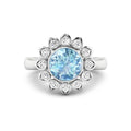 Genuine Diamond and Aquamarine Halo Ring by Fine Color Jewels