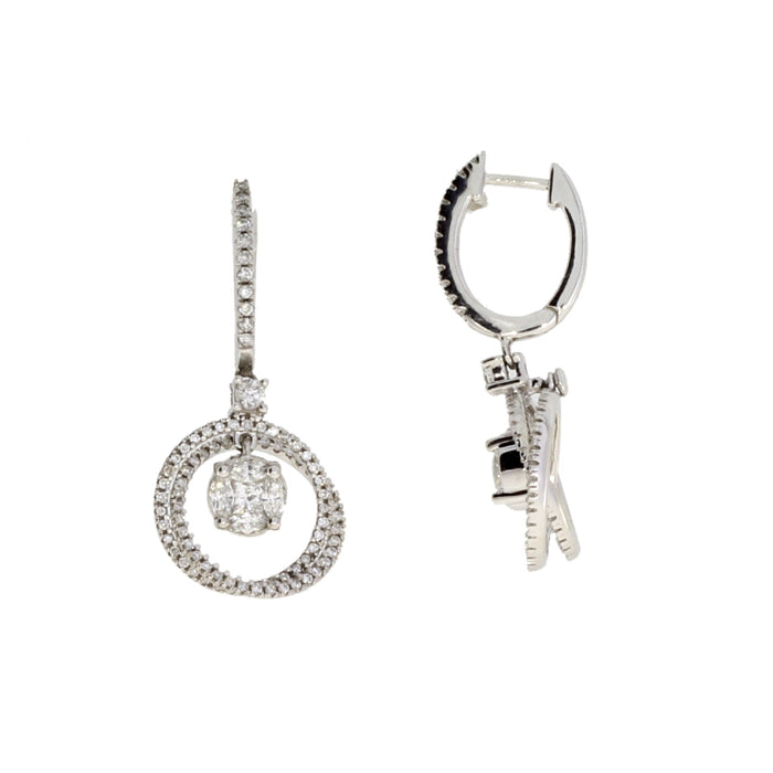 1.00ct Diamond Dangle Earrings 14KT White Gold by Bids.com