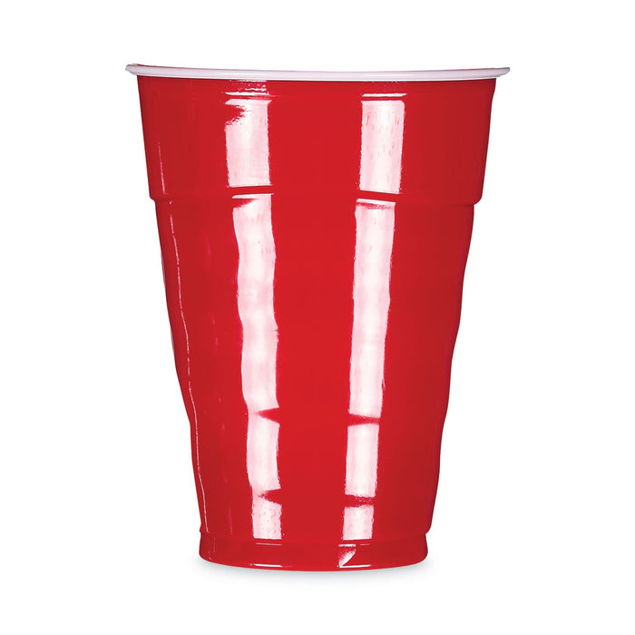 Hefty Easy Grip Disposable Plastic Party Cups, 18 oz, Red, 50/Pack, 8 Packs/Carton