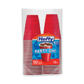 Hefty Easy Grip Disposable Plastic Party Cups, 18 oz, Red, 50/Pack, 8 Packs/Carton