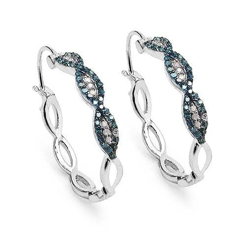 0.52 Carat Genuine Blue Diamond & White Diamond .925 Sterling Silver Earrings by Bids.com