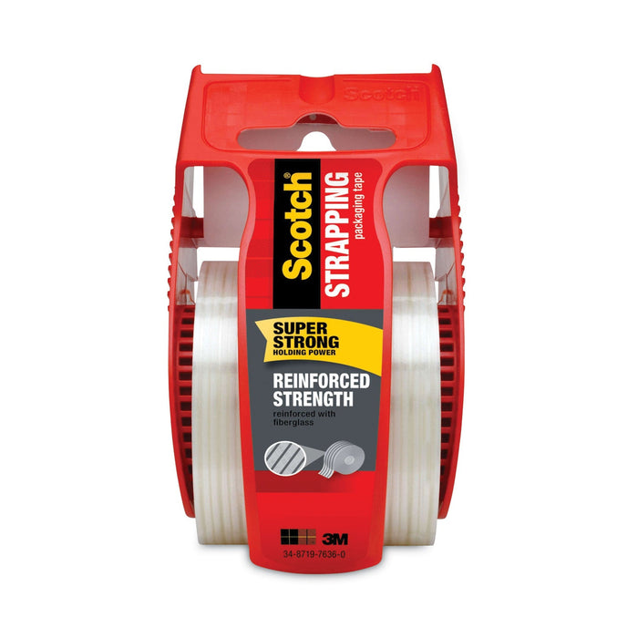 Scotch Reinforced Strength Shipping and Strapping Tape in Dispenser, 1.5" Core, 1.88" x 10 yds, Clear