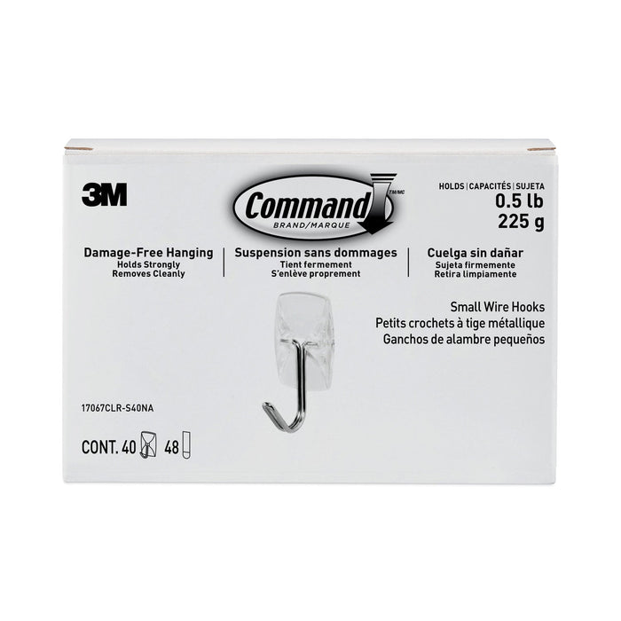 Command Clear Hooks and Strips, Plastic/Metal, Small, 40 Hooks and 48 Strips/Pack