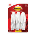 Command Designer Hooks, Plastic, White, 3 lb Cap, 6 Hooks and 12 Strips/Pack