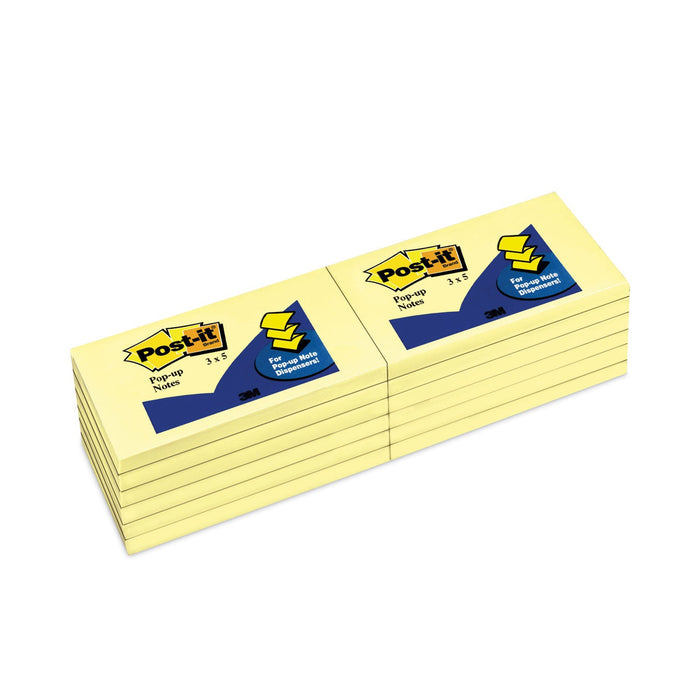 Post-it Original Canary Yellow Pop-up Refill, 3" x 5", Canary Yellow, 100 Sheets/Pad, 12 Pads/Pack