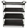 Rubbermaid Open-Side Utility Cart, Plastic, 4 Shelves, 300 lb Capacity, 40.63" x 20" x 51", Black