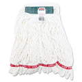 Rubbermaid Web Foot Shrinkless Looped-End Wet Mop Head, Cotton/Synthetic, Medium, White