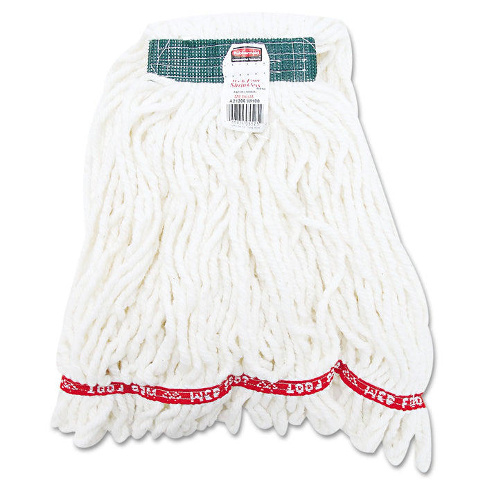 Rubbermaid Web Foot Shrinkless Looped-End Wet Mop Head, Cotton/Synthetic, Medium, White