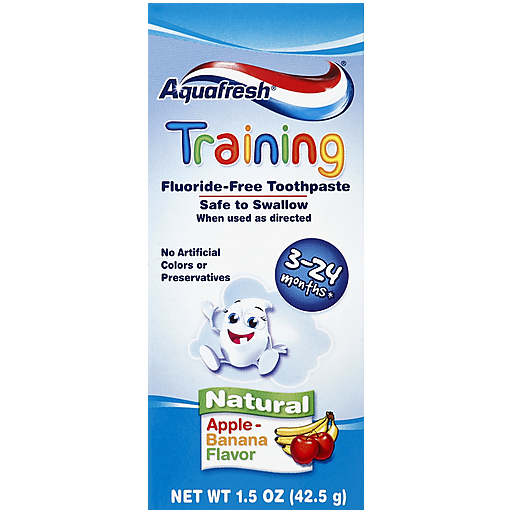 Aquafresh Training Natural Apple-Banana Flavor Fluoride-Free Toothpaste 1.5 Oz. Box by Pasteur Pharmacy