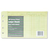 National Four-Ring Binder Refill Sheets, 5 x 8.5, Green, 100/Pack