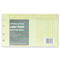 National Four-Ring Binder Refill Sheets, 5 x 8.5, Green, 100/Pack