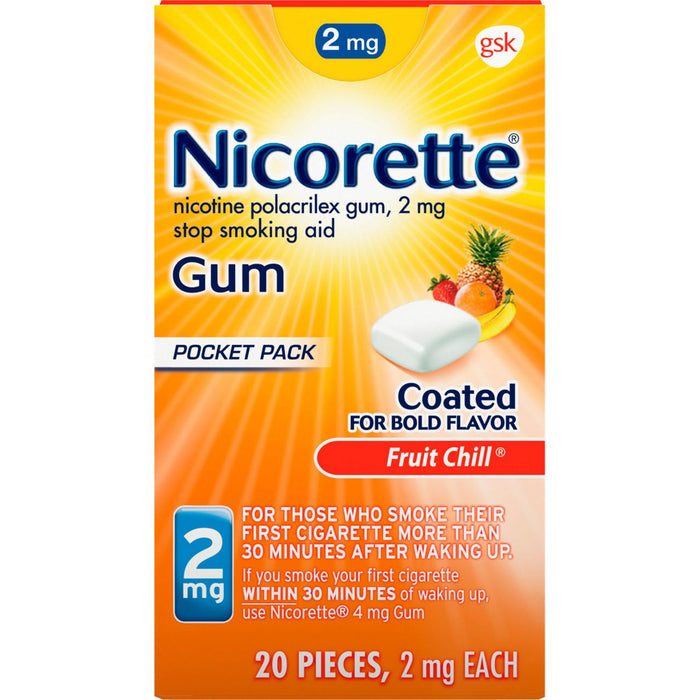 Nicorette® Nicotine Gum – Fruit Chill Flavor (2 mg Strength) by Pasteur Pharmacy