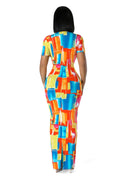 Multi Color V-Neck Maxi Dress by The House of Stylez