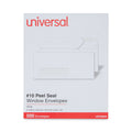 Universal Peel Seal Strip Business Envelope, Address Window, #10, Square Flap, Self-Adhesive Closure, 4.13 x 9.5, White, 500/Box