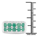 1.85 Carat Genuine Emerald and White Topaz .925 Sterling Silver Ring by Bids.com