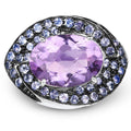5.95 Carat Genuine Amethyst and Tanzanite .925 Sterling Silver Ring by Bids.com