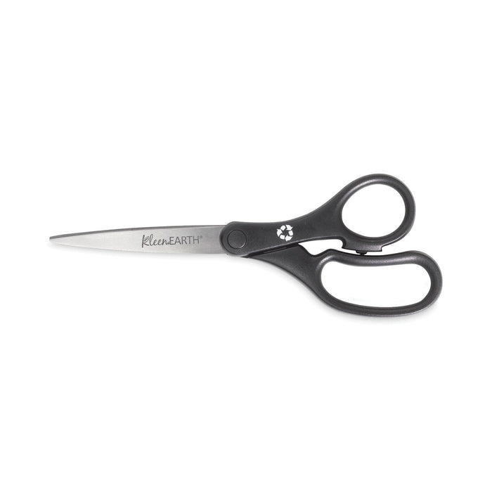 Westcott KleenEarth Basic Plastic Handle Scissors, 8" Long, 3.25" Cut Length, Black Straight Handles, 3/Pack
