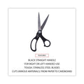 Universal Stainless Steel Office Scissors, 8.5" Long, 3.75" Cut Length, Black Offset Handle