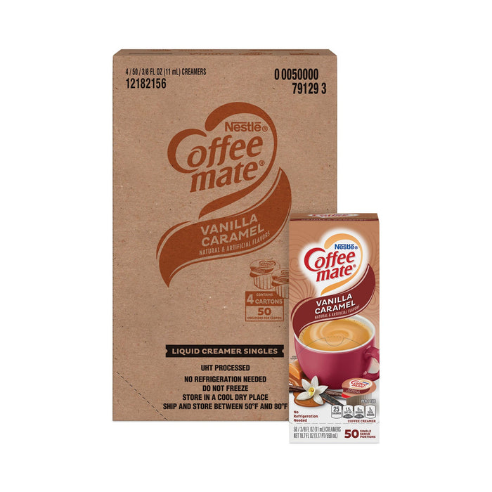 Coffee mate Liquid Coffee Creamer, Vanilla Caramel, 0.38 oz Mini Cups, 50/Box, 4 Boxes/Carton, 200 Total/Carton