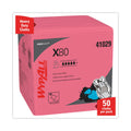 WypAll Power Clean X80 Heavy Duty Cloths,, 12.5 x 12, Red, 50/Box, 4 Boxes/Carton