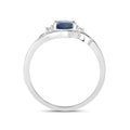 0.95 Ct Oval Blue Sapphire & Lab Grown Diamond Prong 10K Gold Bypass Engagement Ring by Fine Color Jewels
