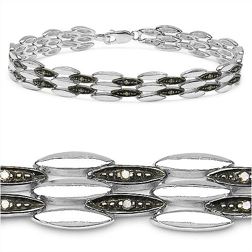 0.22 Carat Genuine Champagne Diamond .925 Sterling Silver Bracelet by Bids.com