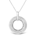 .925 Sterling Silver Prong-Set Diamond Accent Satin Finished Double Circle 18" Pendant Necklace (I-J Color, I1-I2 Clarity) by Bids.com