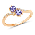 0.51 Carat Genuine Tanzanite and White Diamond 14K Yellow Gold Ring by Bids.com